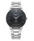 ფოტო #1 პროდუქტის Men's Quartz Genuine Diamond Accents Silver-Tone Stainless Steel Watch 42mm