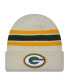 ფოტო #1 პროდუქტის Men's Cream Green Bay Packers Team Stripe Cuffed Knit Hat