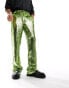 Фото #2 товара ASOS DESIGN smart flare trousers in lime green sequins