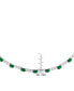 ფოტო #2 პროდუქტის Simulated Emerald/Cubic Zirconia Oval Necklace in Silver Plate