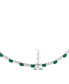 Simulated Emerald/Cubic Zirconia Oval Necklace in Silver Plate