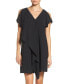 Фото #1 товара Adrianna Papell 154460 Women's Cold Shoulder Draped Shift Dress Black Sz. 10 US