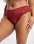 ASOS DESIGN Curve Sienna lace high waist brazilian brief in red