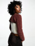 Reclaimed Vintage fluffy knitted shrug in plum