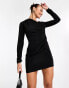 Фото #1 товара ASOS DESIGN asymmetric neck ruched sleeve mini dress in black