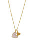 ფოტო #1 პროდუქტის 18-20" Adjustable 14K Gold Plated Imitation Mother of Pearl Heart Charms Necklace