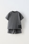 Plush t-shirt and bermuda shorts co-ord with label detail