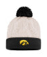 Фото #1 товара Women's Cream Iowa Hawkeyes Grace Sherpa Cuffed Knit Hat with Pom