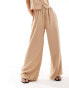 Фото #2 товара AX Paris shirred waist wide leg trousers co-ord in beige