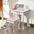 Фото #3 товара Салон красоты Costway Принцесса Компактный Туалетный Столик с Табуреткой, Розовый и Белый