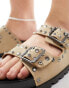 ASOS DESIGN Wide Fit Fantasy studded flat sandal in taupe Серо-коричневый, 41 - фото #4