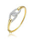 ფოტო #1 პროდუქტის Sterling Silver 14k Yellow Gold Plated with Cubic Zirconia Entwined Double Raindrop Bangle Bracelet