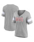 ფოტო #1 პროდუქტის Women's Heather Gray Kansas City Chiefs Super Bowl LVIII Cheer Section Tri-Blend V-Neck Fashion T-shirt