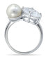 ფოტო #4 პროდუქტის Cubic Zirconia and Imitation Pearl Stone Ring in Silver Plate, Created for Macy's
