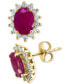 ფოტო #3 პროდუქტის EFFY® Ruby (2-7/8 ct. t.w.) & Diamond (3/8 ct. t.w.) Halo Stud Earrings in 14k Gold