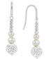 ფოტო #1 პროდუქტის Cultured Freshwater Pearl (4-6mm) & Crystal Linear Drop Earrings in Sterling Silver