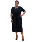 Women's Contrast-Trim Short-Sleeve Midi Dress