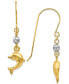 Фото #1 товара Dolphin Fish Hook Earrings in 14K Yellow and White Gold