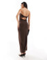 ASOS DEISGN low back bandeau maxi dress in chocolate Коричневый, M - EU 40-42 - фото #2