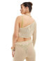 Фото #2 товара Something New X Cenit Nadir fine crochet one should crop top co-ord in beige