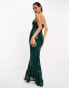 TFNC sequin bandeau maxi dress in emerald green