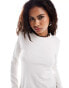 Фото #3 товара Weekday Milly super soft slim fit long sleeve t-shirt in off-white