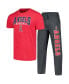 ფოტო #1 პროდუქტის Men's Charcoal, Red Los Angeles Angels Meter T-shirt and Pants Sleep Set