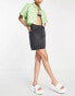 DTT Tall Gabby high waisted denim skirt in washed black