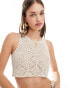 Фото #1 товара Pull&Bear knitted crochet vest co-ord in ecru