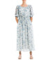 Фото #1 товара Платье Max Studio Maxi Dress в бело-синем цветочном стиле, Одежда и обувь, Женщинам, Платья