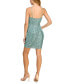 Juniors' Sequin Drape-Hem Bodycon Mini Dress