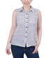 Women's Petite Sleeveless Notch Collar Button Front Blouse