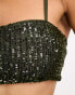 ASOS DESIGN co-ord sequin strappy bandeau top in green