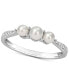 Фото #1 товара Кольцо Macy's Freshwater Pearl & Diamond Accent 14K White Gold