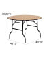 Фото #4 товара 4-Foot Round Wood Folding Banquet Table With Clear Coated Finished Top