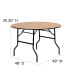 4-Foot Round Wood Folding Banquet Table With Clear Coated Finished Top