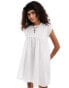 COLLUSION jersey woven mix smock dress in white