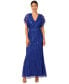 ფოტო #4 პროდუქტის Women's Embellished Flutter-Sleeve Gown