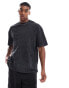 ASOS DESIGN oversized t-shirt in washed black with faded graphic grunge back print Черный, S - Chest 38 - фото #4