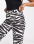 Фото #6 товара Bershka high waisted cropped straight leg jeans in zebra print