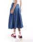 Фото #4 товара Levi's lightweight denim button through skirt in dark navy wash