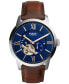 ფოტო #1 პროდუქტის Men's Automatic Chronograph Townsman Brown Leather Strap Watch 44mm ME3110