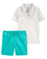 Kid 2-Piece Printed Polo Shirt & Pull-On Canvas Shorts Set 5