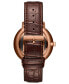 ფოტო #3 პროდუქტის Men's Legacy Slim Automatic Brown Leather Watch 42mm