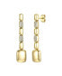 ფოტო #1 პროდუქტის 14k Yellow Gold Plated Sterling Silver with Cubic Zirconia Rectangle Link Linear Dangle Earrings