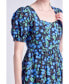 Women's Blueberry Print Mini Dress with Puff Sleeves