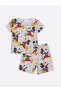 Фото #1 товара LCW baby Bisiklet Yaka Kısa Kollu Mickey Mouse Baskılı Şortlu Erkek Bebek Pijama Takımı