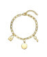 14K Gold Plated Cubic Zirconia Three Charm Bracelet for Teens