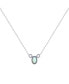 LuvMyJewelry oval Opal Gemstone Round Natural Diamond 14K White Gold Birthstone Necklace