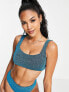 Фото #1 товара ASOS DESIGN Fuller Bust mix and match supportive crop bikini top in blue glitter